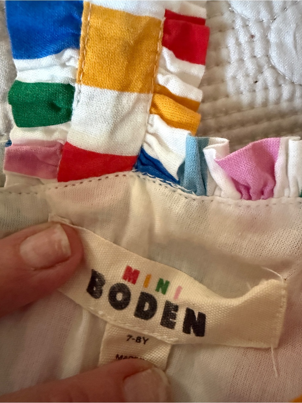 Mini Boden Luna Frill Strap Woven Striped Sun Dress, 7/8, MSRP $65 - Picture 7 of 12